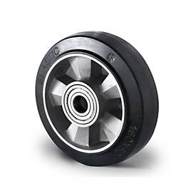 CASCOO Einbaurad BAF4, mit Rad-ø 200 mm x B 50 mm, Aluminium-Felge, Elastik-Lauffläche, schwarz, Doppelkugellager, bis 500 kg