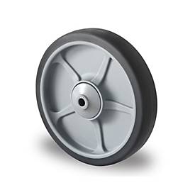 CASCOO Einbaurad P2G2, mit Rad-ø 200 mm x B 40 mm, Polypropylen-Felge, Elastomer-Lauffläche, grau, Kugellager, bis 250 kg