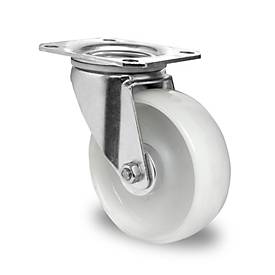 CASCOO Lenkrolle N0N0, mit Rad-ø 100 mm x B 36 mm, Polyamid-Felge, Polyamid-Lauffläche, natur/weiß, Rollenlager, bis 150 kg