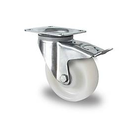 CASCOO Lenkrolle Z0Z0, mit Totalfeststeller, Rad-ø 125 mm x B 50 mm, Polyamid-Felge, Polyamid-Lauffläche, natur/weiß, Doppelkugellager, bis 500 kg