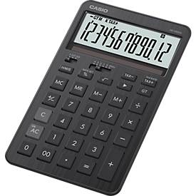 Casio Tischrechner JW-200DQ, LC-Display, 12 Stellen, kaufmännische Rundung, Mehrwertsteuer-Funktion, Batterie-/Solarbetrieb, B 109 x H 182 mm, schwarz