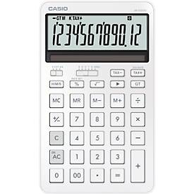 Casio Tischrechner JW-200DQ, LC-Display, 12 Stellen, kaufmännische Rundung, Mehrwertsteuer-Funktion, Batterie-/Solarbetrieb, B 109 x H 182 mm, weiß