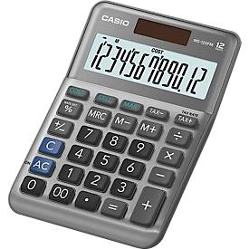 Casio Tischrechner MS-120FM, 12 Stellen, LC-Display, 3 Speichertasten, automatische Abschaltung, Batterie-/Solarbetrieb, B 101 x H 148,5 mm, grau