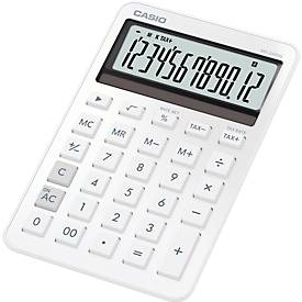 Casio Tischrechner MS-200DQ, 12 Stellen, LC-Display, Steuerberechnung, Gewinnermittlung, Batterie-/Solarbetrieb, B 101 x H 154,5 mm, weiß