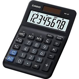 Casio Tischrechner MS-8F, 8 Stellen, LC-Display, Steuerberechnung, Gewinnermittlung, Batterie-/Solarbetrieb, B 101 x H 148,5 mm, schwarz