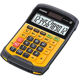 Casio Tischrechner WM-320MT, 12 Stellen, 1 Zeile, LC-Display, Steuerberechnung, Gewinnermittlung, Batterie-/Solarbetrieb, B 109 x H 169 mm, gelb-schwarz