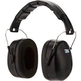 Casque antibruit 3M PELTOR 90563E, serre-tête pliable et ajustable avec rembourrage, valeur SNR 30 dB, plastique ABS, noir