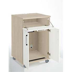 Catering-Caddy, mit Kühlschrankfach und Klappfach, B 650 x T 600 x H 1000 mm, ohne Kühlbox, Eiche-Dekor/weiß