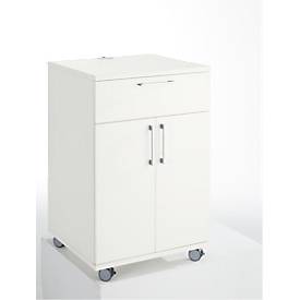 Catering-Caddy, mit Kühlschrankfach und Klappfach, B 650 x T 600 x H 1000 mm, ohne Kühlbox, weiß