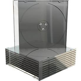 CD/DVD-Leerhülle, transparent, schwarzer Tray, Slimcase, 10 Stück