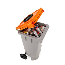 CEMO Sicherheitsbehälter für Spraydosen, Volumen 120 l, UN-Zulassung, 2 Entlüftungsöffnungen, mobil, mit Deckel & Gefahrgutaufkleber, Kunststoff