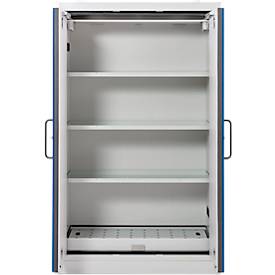 Cemo Sicherheitsschrank Typ 90 PROline 12/20, selbstschließende Türen, B 1200 x T 600 x H 1950 mm, 33 Liter, grau/enzianblau