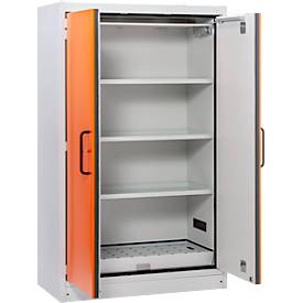 Cemo Sicherheitsschrank Typ 90 PROline 12/20, selbstschließende Türen, B 1200 x T 600 x H 1950 mm, 33 Liter, grau/orange