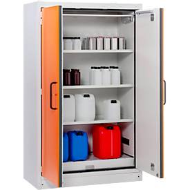 Cemo Sicherheitsschrank Typ 90 PROline 12/20, selbstschließende Türen, B 1200 x T 600 x H 1950 mm, 33 Liter, grau/orange