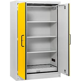 Cemo Sicherheitsschrank Typ 90 PROline 12/20, selbstschließende Türen, B 1200 x T 600 x H 1950 mm, 33 Liter, grau/verkehrsgelb