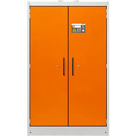 Cemo Sicherheitsschrank Typ 90 PROline 12/20, selbstschließende Türen, B 1200 x T 600 x H 1950 mm, 66 Liter, grau/orange