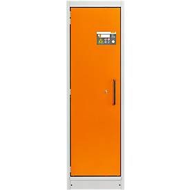 Cemo Sicherheitsschrank Typ 90 PROline 6/20, selbstschließende Türen, Anschlag links, B 635 x T 600 x H 1950 mm, 33 Liter, grau/orange