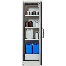 Cemo Sicherheitsschrank Typ 90 PROline 6/20, selbstschließende Türen, Anschlag rechts, B 635 x T 600 x H 1950 mm, 33 Liter, grau/enzianblau