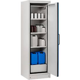 Cemo Sicherheitsschrank Typ 90 PROline 6/20, selbstschließende Türen, Anschlag rechts, B 635 x T 600 x H 1950 mm, 33 Liter, grau/enzianblau