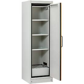 Cemo Sicherheitsschrank Typ 90 PROline 6/20, selbstschließende Türen, Anschlag rechts, B 635 x T 600 x H 1950 mm, 33 Liter, grau/orange