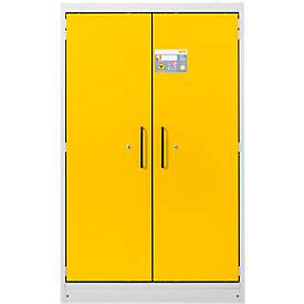 Cemo veiligheidskast type 90 PROline 12/20, zelfsluitende deuren, B 1200 x D 600 x H 1950 mm, 33 liter, grijs/verkeersgeel
