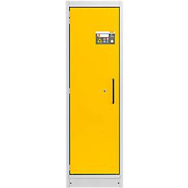Cemo veiligheidskast type 90 PROline 6/20, zelfsluitende deuren, links scharnierend, B 635 x D 600 x H 1950 mm, 33 liter, grijs/verkeersgeel