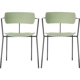 Chaise BISTRO, empilable jusqu'à 4 pièces, L 535 x P 545 x H 760 mm, tube acier & polypropylène, vert, 2 pièces