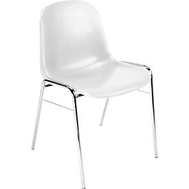 Chaise coque Beta - empilable - l. 400 x P 420 x H 460 mm - résistante aux désinfectants -piètement chromé - blanc