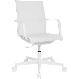 Chaise de bureau Sitness Life 40, avec accoudoirs, mécanisme 3D, assise plate, dossier en filet, blanc/blanc
