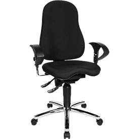 Chaise de bureau Topstar SENSUM, contact permanent, avec accoudoirs, soutien lombaire, assise orthopédique 3D, noir