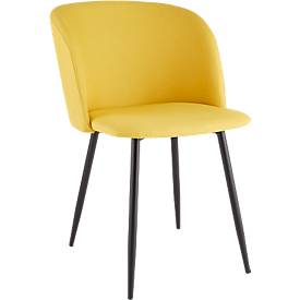 Chaise de conférence, L 570 x P 540 x H 810 mm, rembourrée, revêtement en tissu, lot de 2 pièces, jaune safran