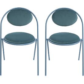 Chaises Saturne Meet by Paperflow - l. 520 x P 540 x H 820 mm - tube d'acier bleu - velours bleu - set de 2