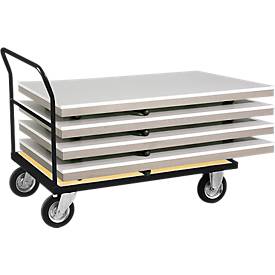 Chariot avec poignée de poussée, 1400 x 800 mm RAL 9005