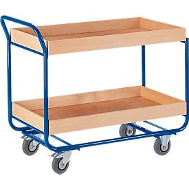 Chariot de transport à 2 étages Rollcart, avec bord surélevé, 2 étages, capacité de charge 150 kg