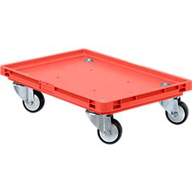 Châssis mobile, roulettes plastique, rouge, 600 x 400 x 125 mm