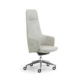 Chefsessel Hochlehner OPERA, Armlehnen, Synchronmechanik, Komfort-Flachsitz, Kunstleder ECOPELLE, weiß