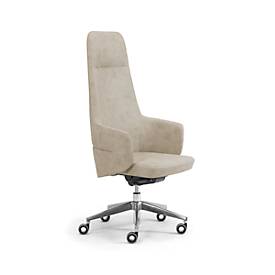 Chefsessel Hochlehner OPERA, mit Armlehnen, Synchronmechanik, Komfort-Flachsitz, Kunstleder ECOPELLE, sand