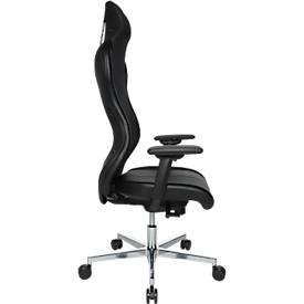 Chefsessel Open Chief Premium, mit Armlehnen, Synchronmechanik, Muldensitz, Kopfstütze, schwarz/alusilber