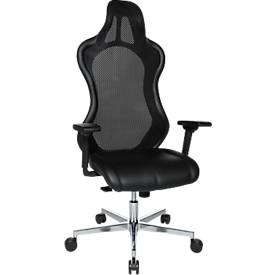 Chefsessel Open Chief Premium, mit Armlehnen, Synchronmechanik, Muldensitz, Kopfstütze, schwarz/alusilber