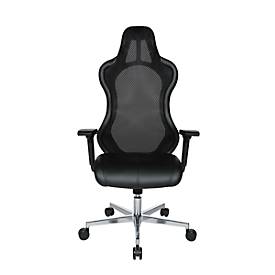 Chefsessel Open Chief Premium, mit Armlehnen, Synchronmechanik, Muldensitz, Kopfstütze, schwarz/alusilber