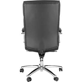 Chefsessel Taranto, mit Armlehnen, Wippmechanik, Muldensitz, mit Lordosenstütze, sitzhöhenverstellbar, PU-Leder, schwarz
