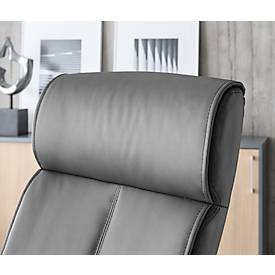 Chefsessel Taranto, mit Armlehnen, Wippmechanik, Muldensitz, mit Lordosenstütze, sitzhöhenverstellbar, PU-Leder, schwarz