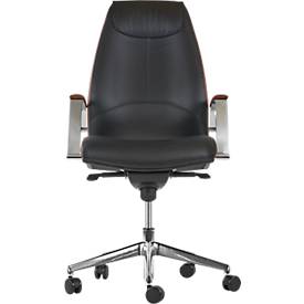 Chefsessel Wave, mit Armlehnen, schwarz/braun