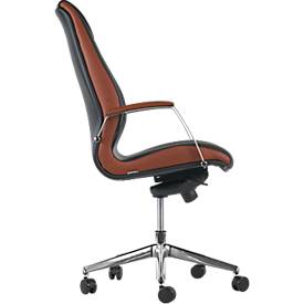 Chefsessel Wave, mit Armlehnen, schwarz/braun