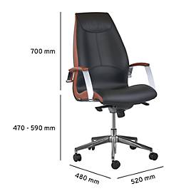 Chefsessel Wave, mit Armlehnen, schwarz/braun