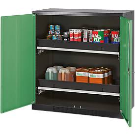 Chemikalienschrank Asecos CS-CLASSIC, Flügeltür, 2 Auszugswannen, 1055x520x1105 mm, resedagrün