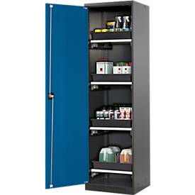 Chemikalienschrank Asecos CS-CLASSIC, Flügeltür, 4 Auszugswannen, 545x520x1950 mm, enzianblau