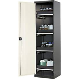 Chemikalienschrank Asecos CS-CLASSIC, Flügeltür, 4 Auszugswannen, 545x520x1950 mm, reinweiß