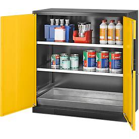 Chemikalienschrank Asecos CS-CLASSIC-G, Flügeltür m. Glasauschnitt, 2 Böden, 1055x520x1105 mm, sicherheitsgelb