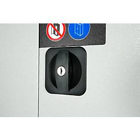 Chemikalienschrank Asecos CS-CLASSIC-G, Flügeltür m. Glasauschnitt, 4 Auszugswannen, 1055x520x1950 mm, lichtgrau